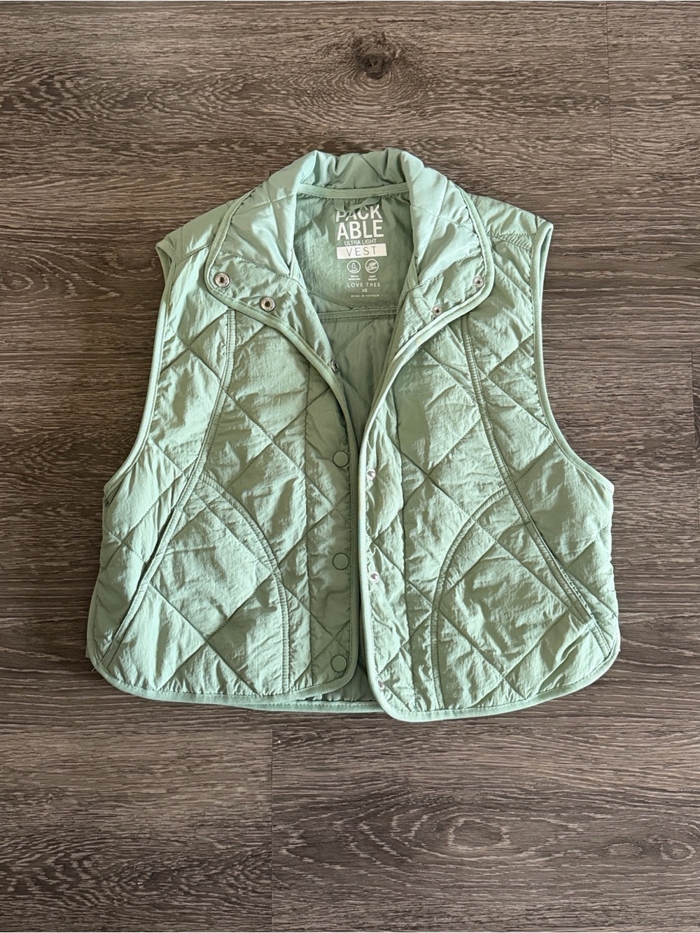 Love Tree Mint Green Quilted Packable Vest